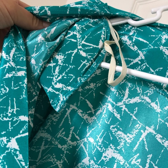 Vintage J.B. Too Teal Blue Green Patterned Midi Dress 18 Plus Size - Picture 11 of 11